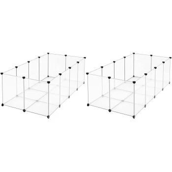 SONGMICS 2er Set XL Freigehege Mit Bodenplatten Weiß 3 SONGMICS 2er Set XL Freigehege Mit Bodenplatten Weiß