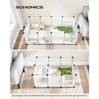SONGMICS 2er Set XL Freigehege Mit Bodenplatten Weiß 4 SONGMICS 2er Set XL Freigehege Mit Bodenplatten Weiß – Bild 2