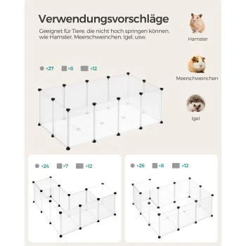 SONGMICS Freigehege Mit Bodenplatten Weiß 1,25 M, 63 Cm, 42 Cm 5 SONGMICS Freigehege Mit Bodenplatten Weiß 1,25 M, 63 Cm, 42 Cm – Bild 3
